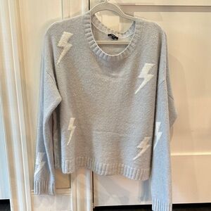 Rails Light Gray Sweater with White Lightning Bolts